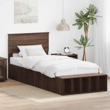 Cumpara ieftin Cadru de pat cu raft Stejar inchis 75 x 190 cm Lemn prelucrat