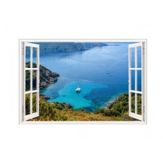Sticker decorativ, Fereastra 3D, Ocean, 85 cm, 665STK