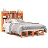 Cumpara ieftin Pat cu biblioteca fara saltea maro 135x190 cm lemn masiv de pin