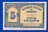 Bancnota Maroc 5 franci 1943, 5 francs 1943
