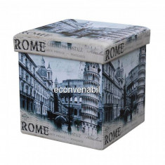 Taburet cu Spatiu Depozitare Pliabil Compact 38x38cm TB56 Roma foto