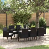 Cumpara ieftin Set de masă pentru grădină cu pernă 9 pcs Negru Rattan poli