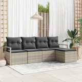VidaXL Set de canapele pentru grădină 5 pcs Gri deschis Rattan poli 3346342
