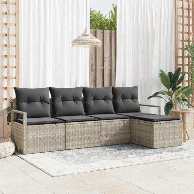vidaXL Set de canapele pentru grădină 5 pcs Gri deschis Rattan poli 3346342 foto