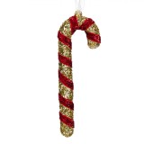 Ornament Brad Crăciun, Acadea Aurie Roșie, Glitter, 12 cm, Spumă, Oem