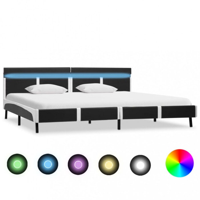 Gossi cadru de pat cu led, gri, 180 x 200 cm, piele artificiala