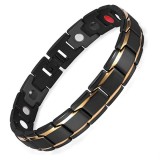 Bratara magnetica din otel inoxidabil, black-gold, model SY422JD