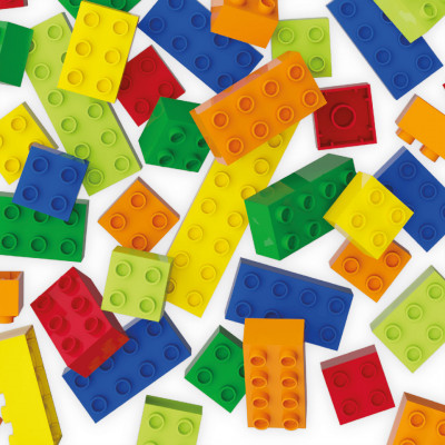 Cuburi colorate de construit Hubelino tip lego (120 piese) foto