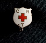 Insignă de colecție Crucea Roșie Tineret din Rom&acirc;nia insignă 1950