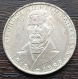 (A669) MONEDA DIN ARGINT GERMANIA - 5 MARK 1968 J, FRIEDRICH WILHELM REIFFEISEN, Europa