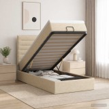 Cumpara ieftin Pat ottoman cu saltea cu headboard Crem 80 x 200 cm Tesatura