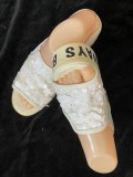 SABOTI ALBI PIELE PLATFORMA 9 cm PAIETE TUL PAPUCI CLUB SPORT CASUAL PLAJA VARA