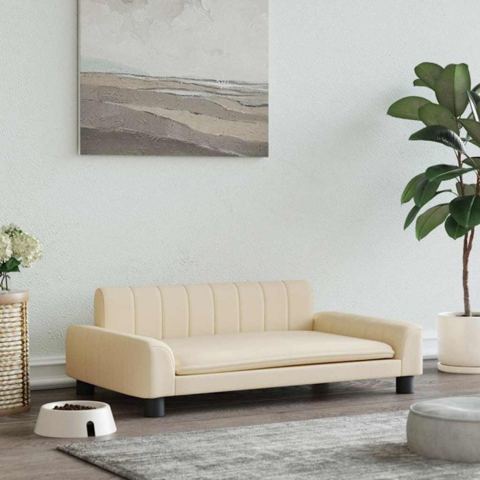 Pat de c&acirc;ini, crem, 90x53x30 cm, material textil