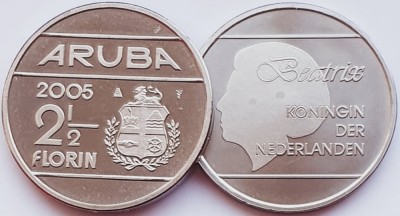 2356 Aruba 2&amp;frac12; Florin 2005 Beatrix tiraj 2,500 km 6 UNC foto