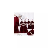 Cumpara ieftin Set Pijama De Dama 4 Piese Visiniu Din Catifea- MEI20
