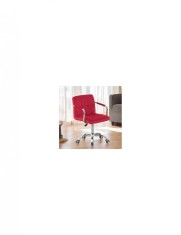 Scaun rotativ de birou tapiterie catifea rosie inaltime reglabila 78-90 cm latime 36 cm manere cromate maxim 120 kg foto