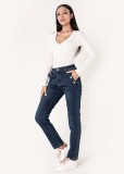 Cumpara ieftin Blugi dama mom fit Nina Carter albastru inchis P216 M10
