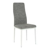 Cumpara ieftin Scaun tapiterie textil gri picioare metal alb Coleta 41x49x96 cm