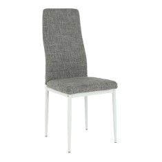 Scaun tapiterie textil gri picioare metal alb Coleta 41x49x96 cm