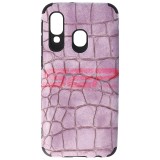 Husa Samsung Galaxy A40, TPU Leather Crocodile, Lavender - Protectie Premium