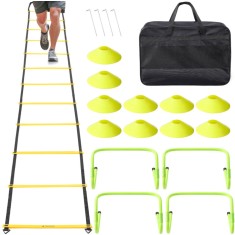 Set Navaris scara agilitate cu jaloane, 12 trepte, 6 m, conuri, geanta inclusa, 61118.06