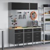 VidaXL Set banc de lucru, 8 piese, negru, oțel