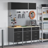 VidaXL Set banc de lucru, 8 piese, negru, oțel