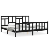 Cumpara ieftin Cadru pat cu tablie 200x200 cm, negru, lemn masiv