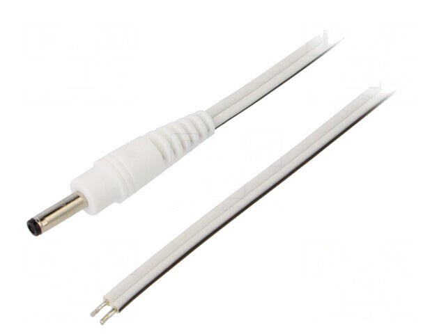 Cablu Alb 2x0,5mm2 cu Mufă DC 3,5/1,3 1,5m