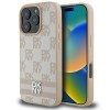 Husa iPhone 16 Pro - DKNY Leather Hardcase Checkered Pattern &amp; Printed Stripes (DKHCP16LPCPTSSP) - Pink