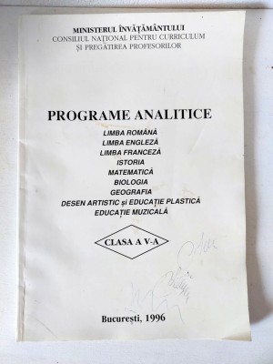Programe analitice clasa a V-a (5) Bucuresti 1996 Ministerul Invatamantului foto