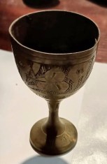 CY - Paharut pahar vechi si foarte frumos / bronz gravat / H = 8,50 cm