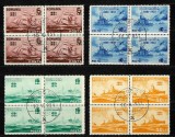 Romania serie Marina 4 timbre in blocuri de 4 cu stampila Prima Zi din Ploiesti 10 Mai 1931