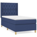 Cumpara ieftin Pat box spring cu saltea, albastru, 80x200 cm, textil