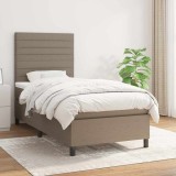 VidaXL Pat box spring cu saltea, gri taupe, 90x190 cm, textil