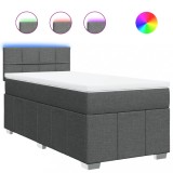 Cumpara ieftin Pat box spring cu saltea, gri inchis, 80x200 cm, textil