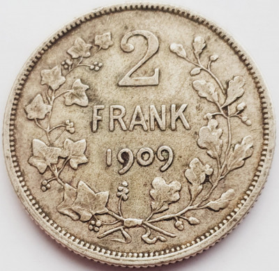 245 Belgie 2 Francs 1909 L&amp;eacute;opold II (Dutch text) - der belgen km 59 argint foto