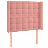 Tăblie de pat cu aripioare, roz, 103x16x118/128 cm, catifea