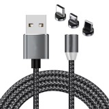 Cablu Incarcare Magnetic LED Android iOS Type-C, 1m, Negru. Compatibil Samsung, HTC, Motorola, Nokia. Doar Incarcare
