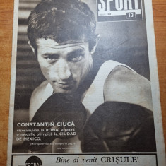 sport iulie 1968-box constantin ciuca,fotbal crisul,real madrid,pataichin