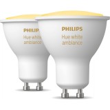 Pachet 2 becuri Smart LED Philips Hue, GU10, 5W (35W), 350 lm, Lumina alba, Bluetooth, PHILIPS LIGHTING