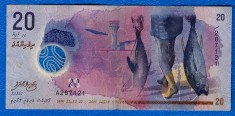(5) BANCNOTA MALDIVE - 20 RUFIYAA 2015, POLYMER, EXOTICA, CIRCULATA