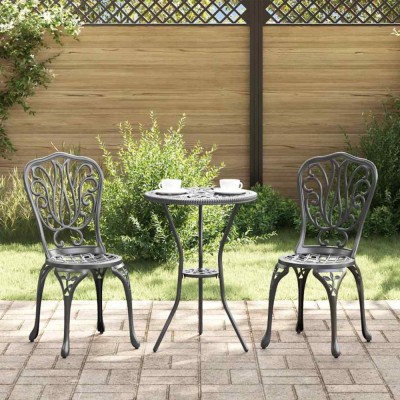 vidaXL Set Bistro de Grădină 3 pcs Negru Aluminiu 42002383 foto