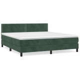 Cumpara ieftin Pat box spring cu saltea, verde inchis, 160x200 cm, catifea