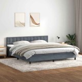 vidaXL Pat box spring cu saltea, gri &icirc;nchis, 180x210 cm, catifea 3316606