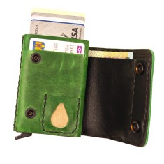 Portofel din piele naturala, personalizabil, Zeno, verde, protectie RFID