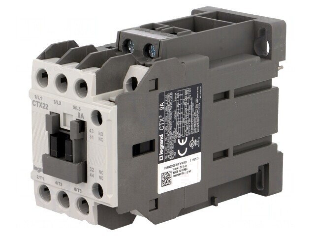 Contactor 3P NO 24VDC 9A 1NO1NC