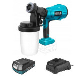 Cumpara ieftin Pistol de vopsit, cu acumulator 2 Ah, incarcator 18V Li-ion, duza 2.0-2.5 mm, 900 ml, SAS+ALL, Dedra