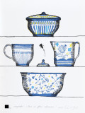 Ștefan C&acirc;lția - Vase cu flori albastre, 2023 (doar 100 de exemplare), Natura statica, Cerneala, Altul