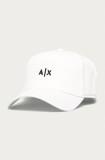 Armani Exchange șapcă culoarea alb, cu imprimeu